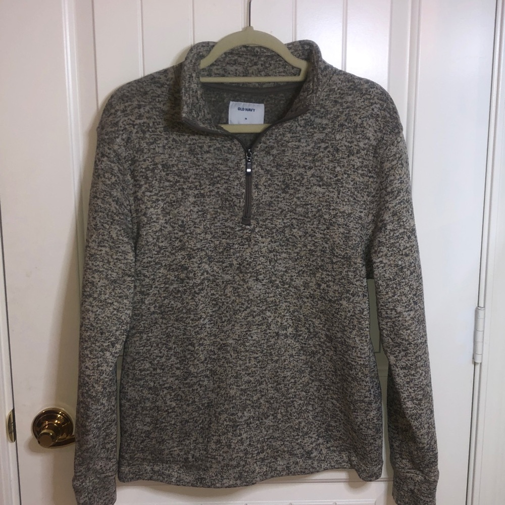 Old Navy Heathered Gray Quarter-Zip Sweater